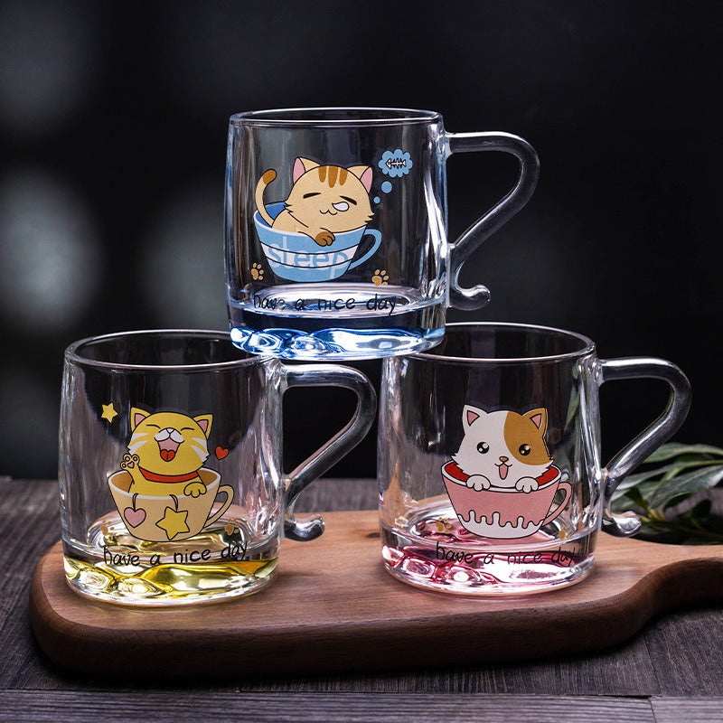 مج شاي زجاجى بيد زجاج  , مج برسومات متنوعة