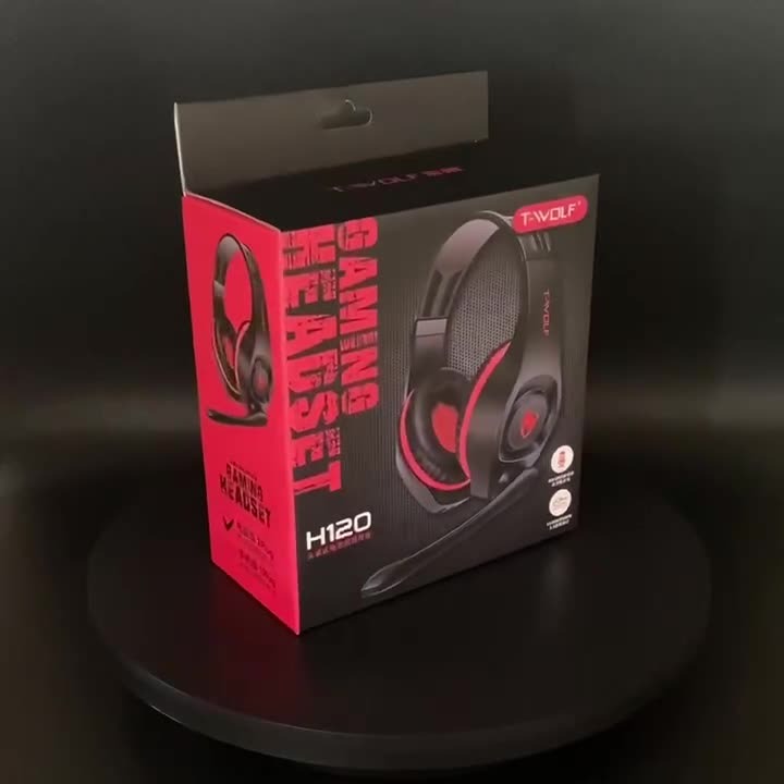 سماعات رأس سلكية T-Wolf H120 للكمبيوتر، سماعة رأس مع ميكروفون مدمج وعناصر تحكم في مستوى الصوت للكمبيوتر المحمول