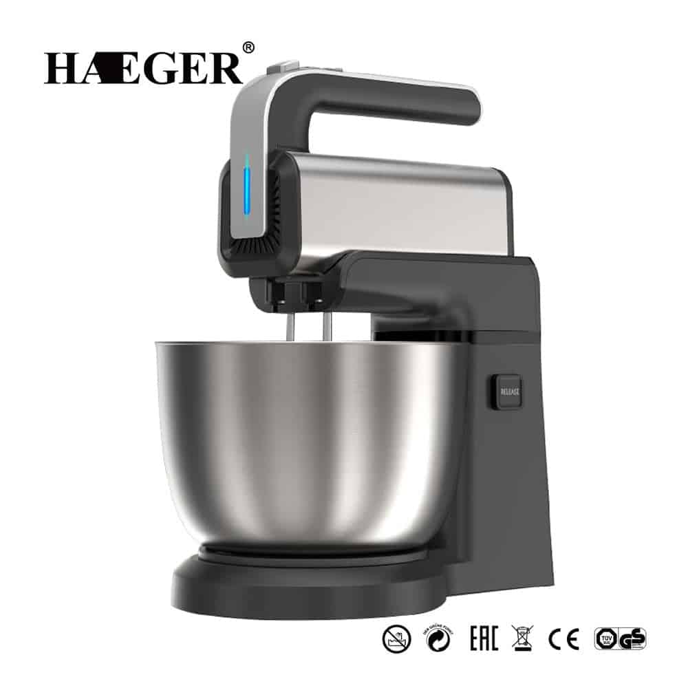 عجان Haeger الكهربائي بسعة 3.5 لتر لخفق البيض وصنع العجين