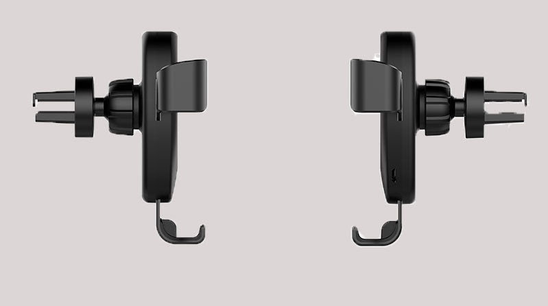 شاحن سيارة لاسلكي بخاصية الشحن السريع Qi بقوة 10 وات مع حامل الهاتف سهل الفتح والأغلاق، أسود