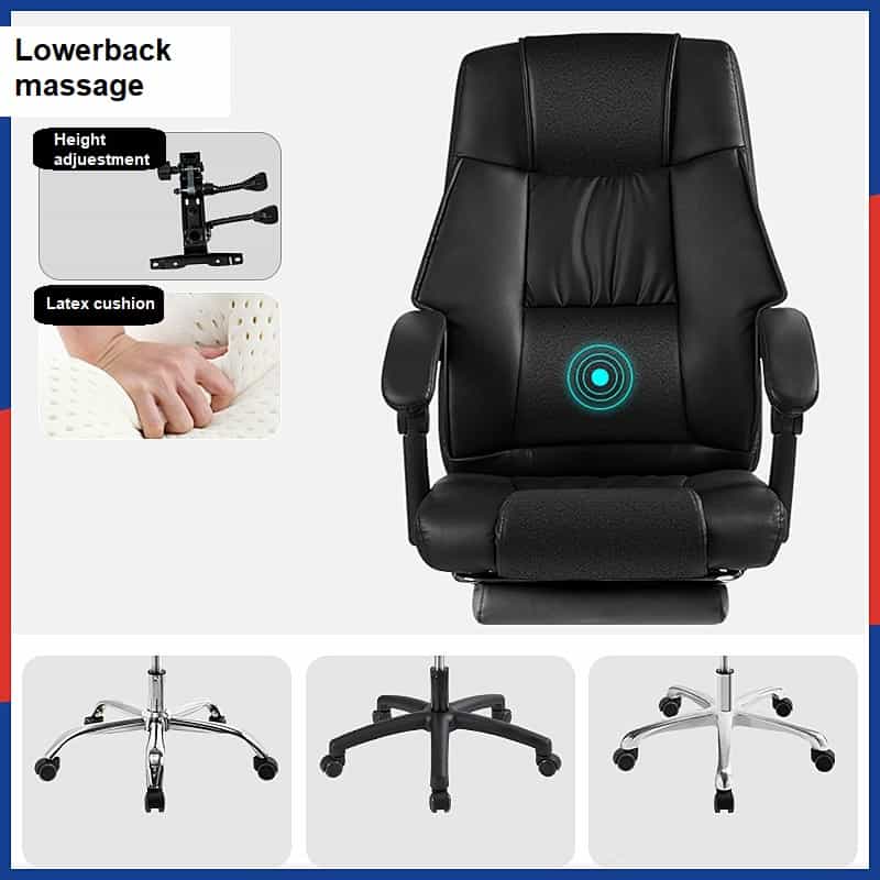 كرسي مكتب للتدليك بوسادة من اللاتكس لدعم الظهر ومسند للقدمين