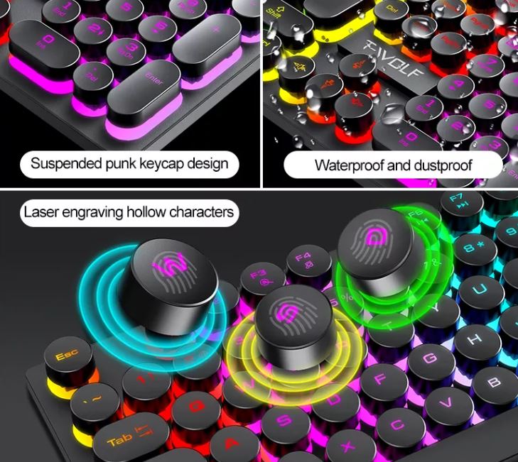 مجموعة لوحة مفاتيح سلكية وماوس TF270 Punk مضيئة للألعاب USB باللغة الانجليزية