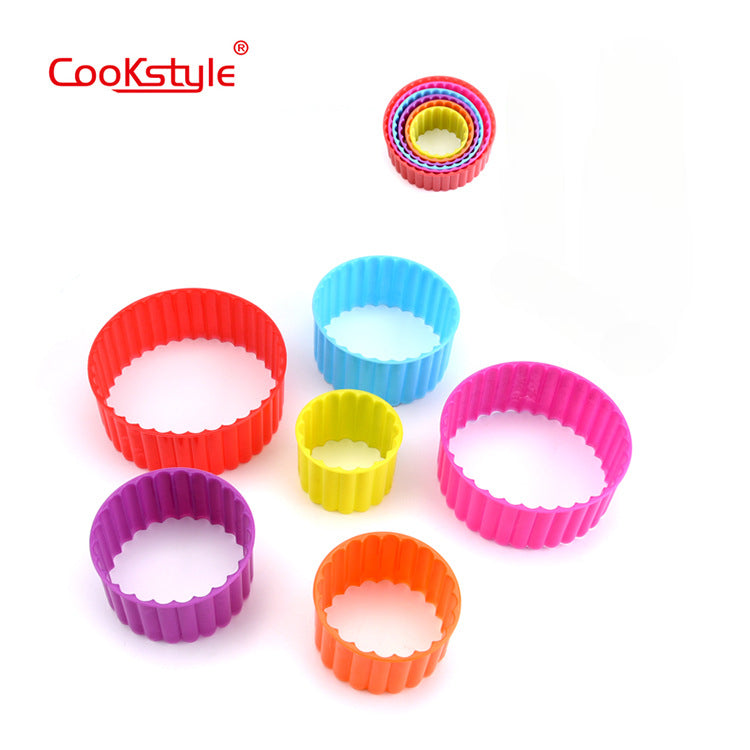 قطع لتشكيل المخبوزات, البسكويت . cook style  على شكل قلب و شكل مربع و الشكل الدائرى و شكل وردة - مجموعة من 6 قطع، متعددة الألوان