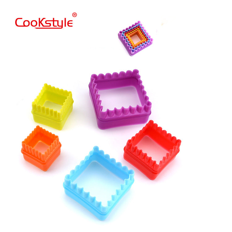 قطع لتشكيل المخبوزات, البسكويت . cook style  على شكل قلب و شكل مربع و الشكل الدائرى و شكل وردة - مجموعة من 6 قطع، متعددة الألوان