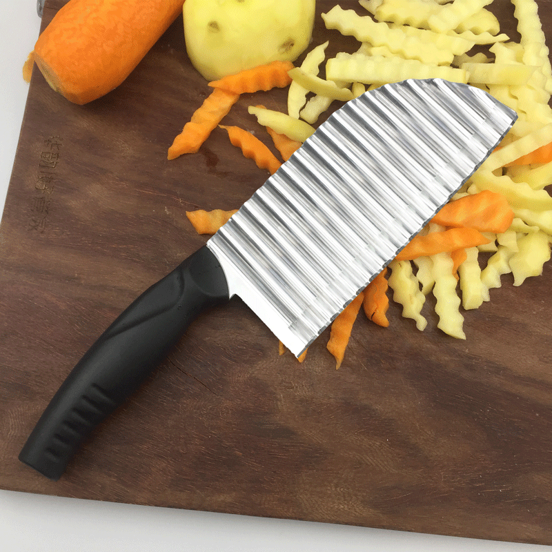 طقم سكاكين بطاطس ستانلس ستيل مكون من 2 سكين مموجتين ومقشرة، طقم 3قطع