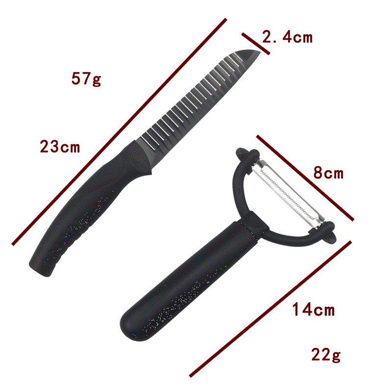 طقم سكاكين بطاطس ستانلس ستيل مكون من 2 سكين مموجتين ومقشرة، طقم 3قطع