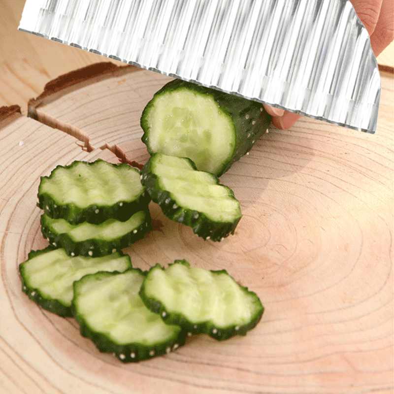 طقم سكاكين بطاطس ستانلس ستيل مكون من 2 سكين مموجتين ومقشرة، طقم 3قطع