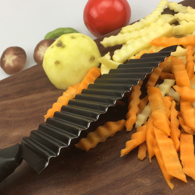 طقم سكاكين بطاطس ستانلس ستيل مكون من 2 سكين مموجتين ومقشرة، طقم 3قطع