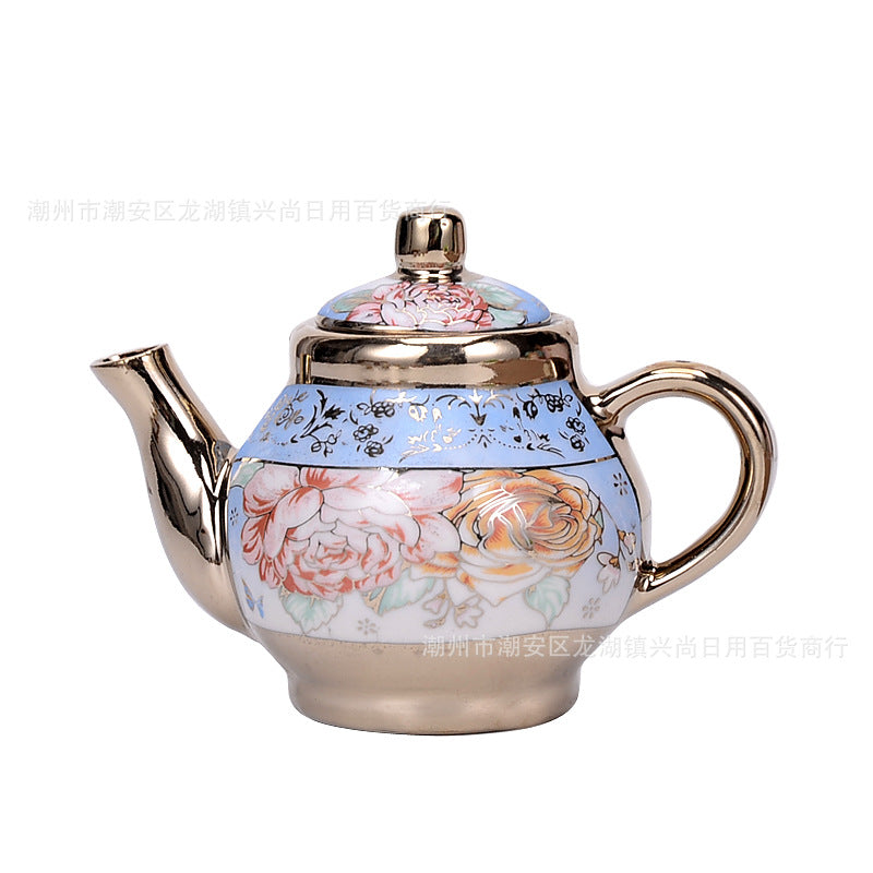 طقم شاي من البورسلين عالى الجودة، مطلى على الطراز الأوروبي مكون من كوبين و إبريق