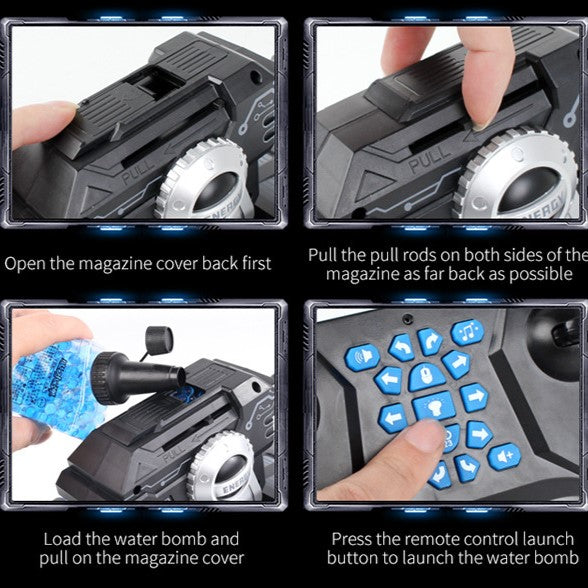 لعبة الدبابة العسكرية بتردد 2.4 جيجا هرتز يمكنها إطلاق قنبلة مائية مع ساعة تحكم عن بعد بالإيماءات