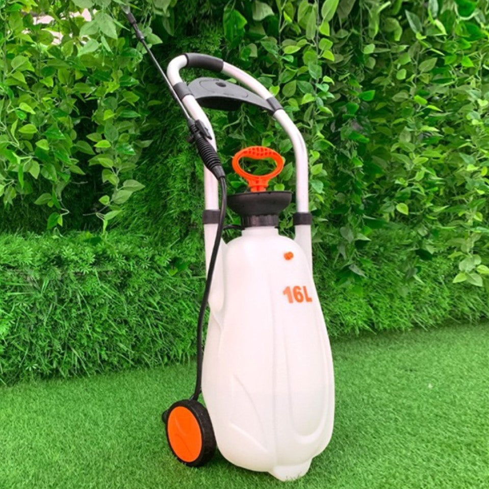 مضخة ضغط بعجلات للحديقة والعشب بسعة 16 لتر مع صمام لتخفيف الضغط