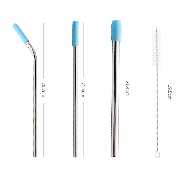 طقم شفاطات و فرشاة من الستانلس ستيل الغير قابل للصدأ مع حقيبة - 5 قطع