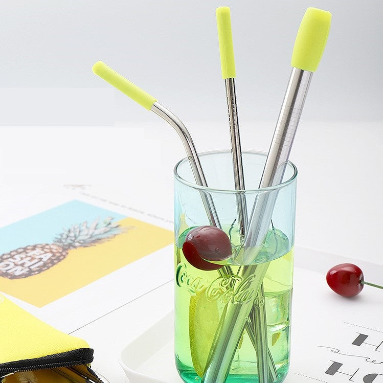 طقم شفاطات و فرشاة من الستانلس ستيل الغير قابل للصدأ مع حقيبة - 5 قطع