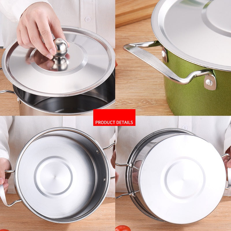 طقم أواني طهي المقاوم للصدأ مكون من 3 قطع مع أغطية