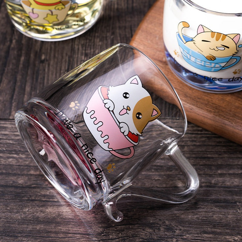 مج شاي زجاجى بيد زجاج  , مج برسومات متنوعة