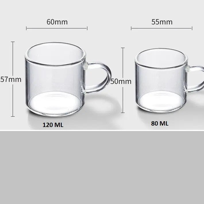 طقم أكواب زجاجية 6 قطع بمقبض ملون لشرب القهوة والشاي