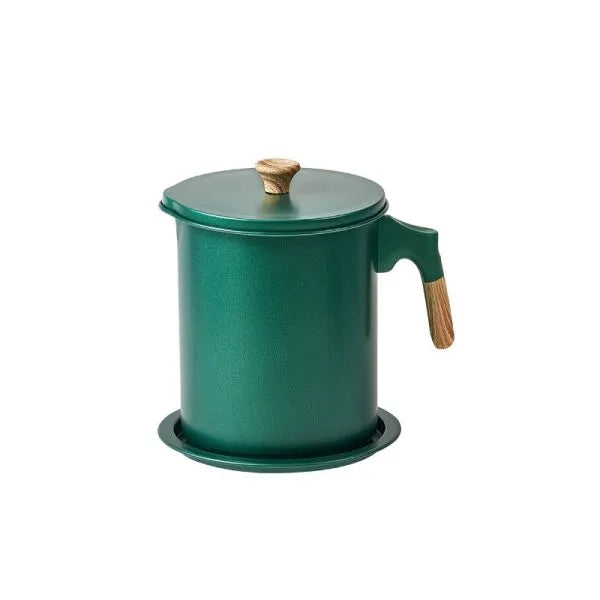 فلتر زيت مع مصفاة ستانلس ستيل مانعة للتسرب، للقلي وتخزين زيت الطبخ 1.4 لتر