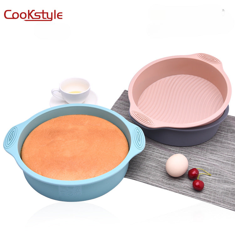 صينية قالب كيك من cook style، مجموعة قالب خبز دائرية الشكل سهلة التشكيل مصنوعة من السيليكون الفاخر للكعك والخبز والفطائر والبيتزا (متعدد الألوان) (عبوة من قطعة واحدة)