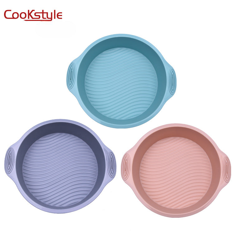 صينية قالب كيك من cook style، مجموعة قالب خبز دائرية الشكل سهلة التشكيل مصنوعة من السيليكون الفاخر للكعك والخبز والفطائر والبيتزا (متعدد الألوان) (عبوة من قطعة واحدة)