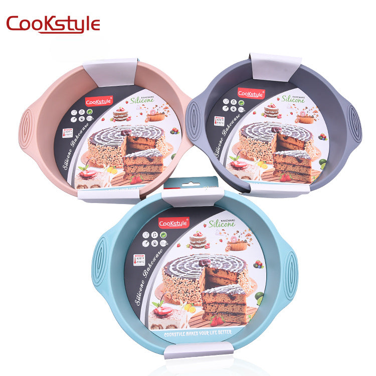 صينية قالب كيك من cook style، مجموعة قالب خبز دائرية الشكل سهلة التشكيل مصنوعة من السيليكون الفاخر للكعك والخبز والفطائر والبيتزا (متعدد الألوان) (عبوة من قطعة واحدة)