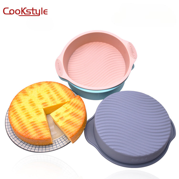 صينية قالب كيك من cook style، مجموعة قالب خبز دائرية الشكل سهلة التشكيل مصنوعة من السيليكون الفاخر للكعك والخبز والفطائر والبيتزا (متعدد الألوان) (عبوة من قطعة واحدة)