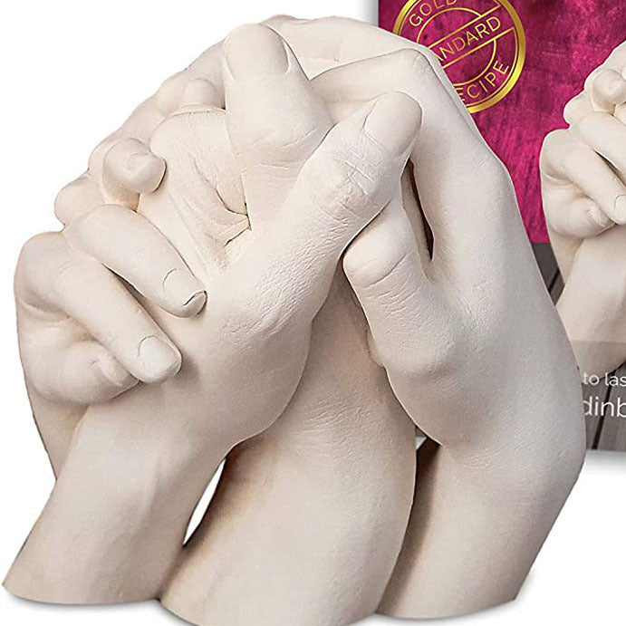 مجموعة جبس بتصميم على شكل قالب تمثالي على شكل يدين متماسكين أدوات حرفية يدوية مناسبة للأزواج والبالغين والأطفال وحفلة الزفاف والأصدقاء والذكريات