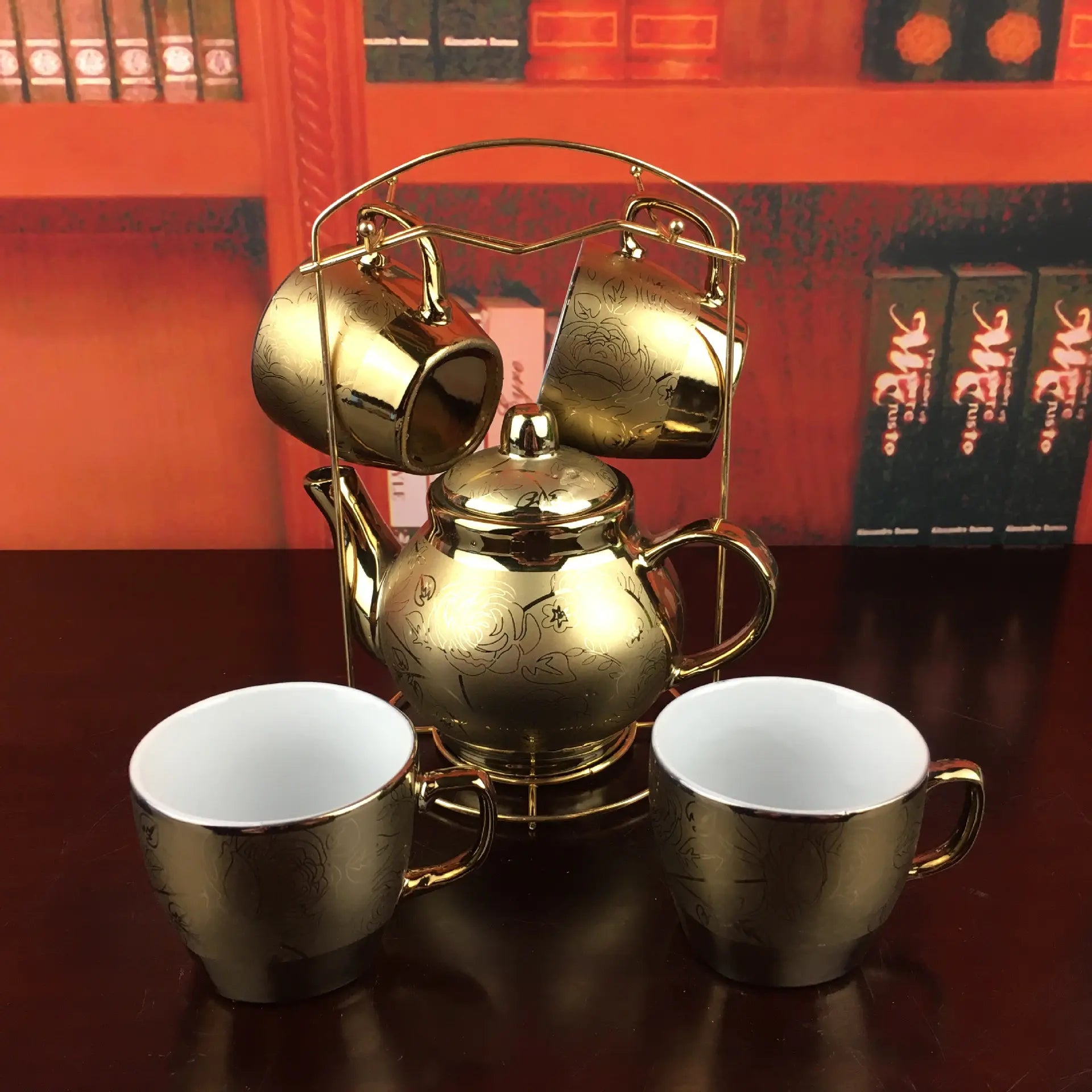 طقم فناجين قهوة من البورسلين  مكون من 6 قطع