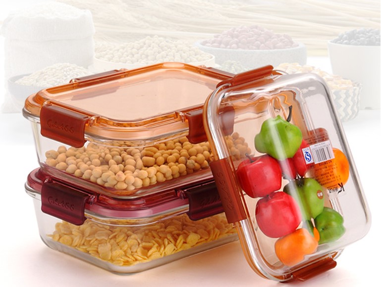 وعاء زجاجي حرارى عالى الجودة، مستطيل، وعاء تخزين للطعام