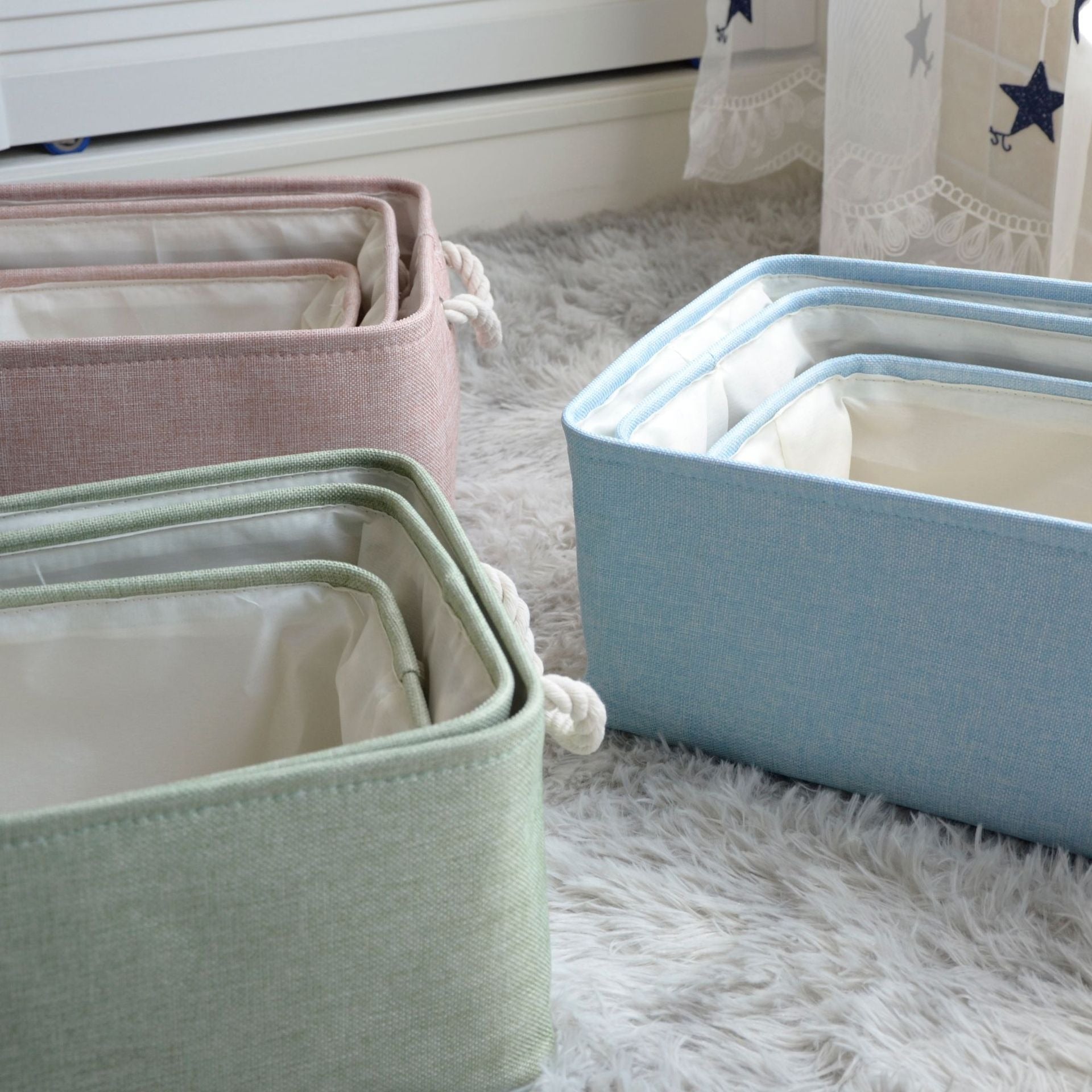 سلة تخزين قماشية مكونة من 3 قطع