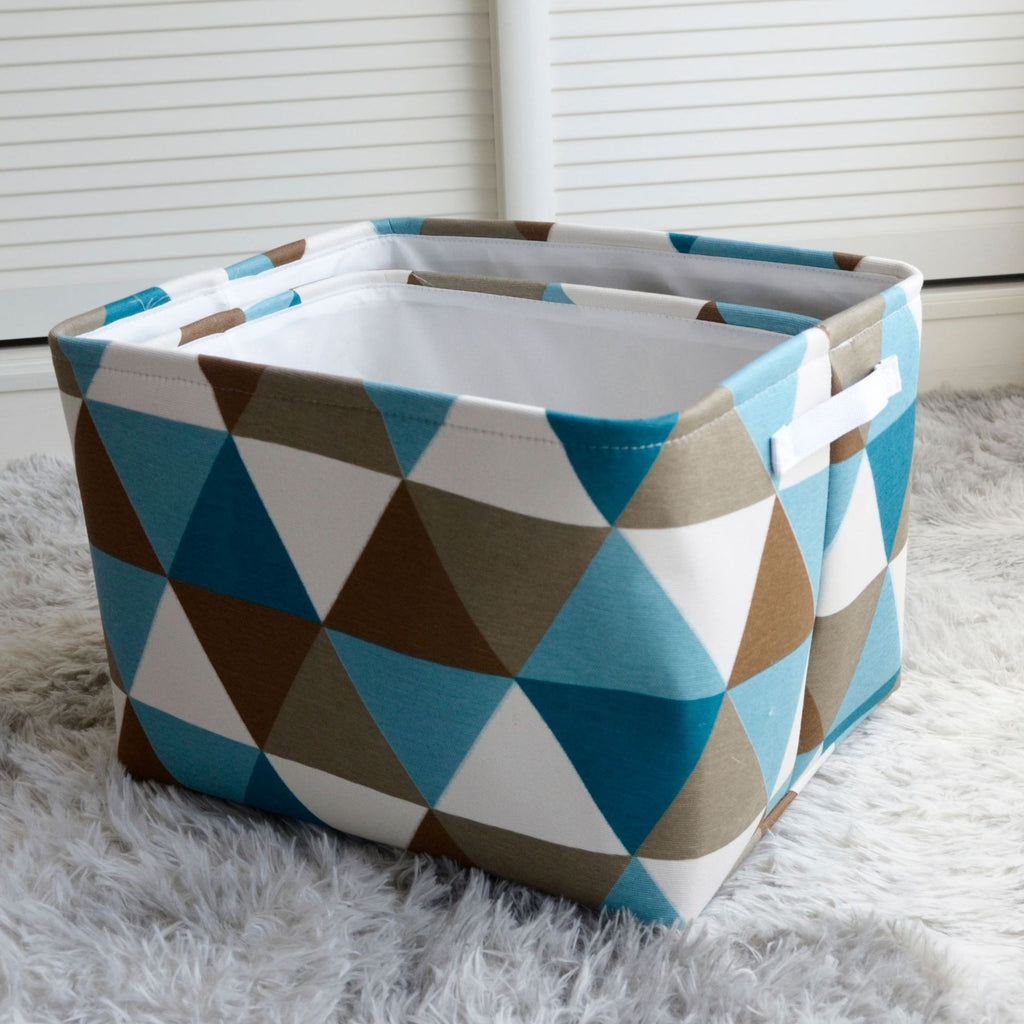 سلة تخزين قابلة للطي مكونة من قطعتين، مزودة بمقبضين، صندوق تخزين سطح المكتب من القماش، صندوق تخزين بسيط مقاوم للرطوبة