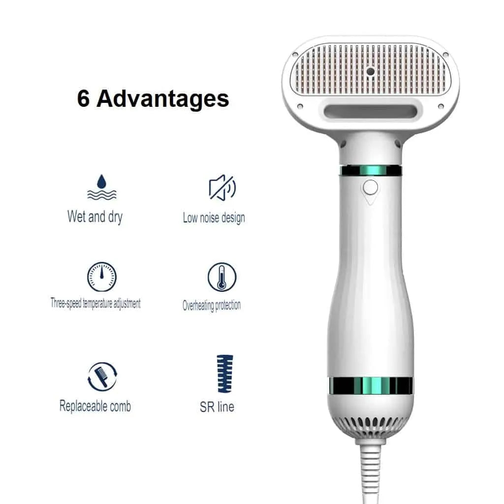 فرشاة العناية بالحيوانات الأليفة، مشط ومجفف الشعر للحيوانات الاليفة 2 في 1