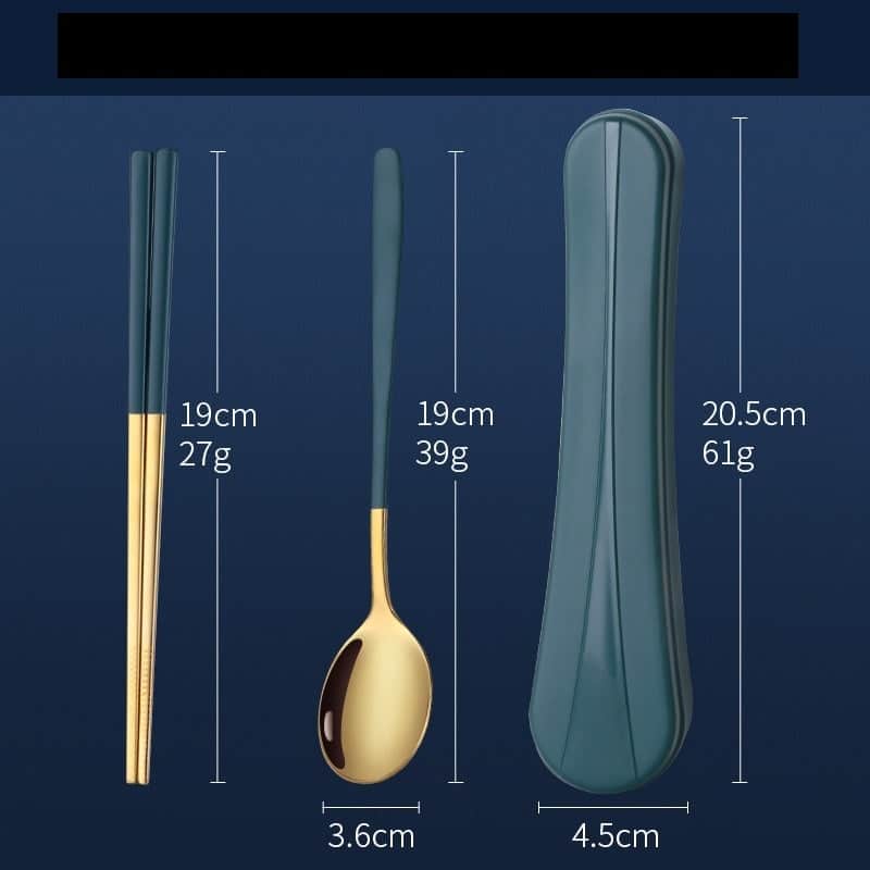 طقم أدوات مائدة محمولة من الفولاذ المقاوم للصدأ 304 مكون من 3 قطع