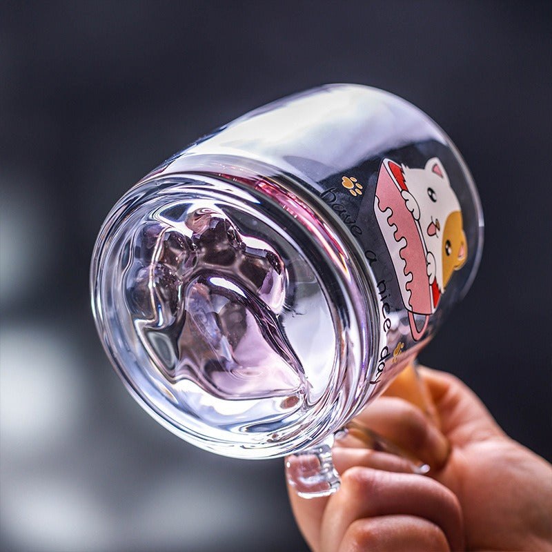 مج شاي زجاجى بيد زجاج  , مج برسومات متنوعة