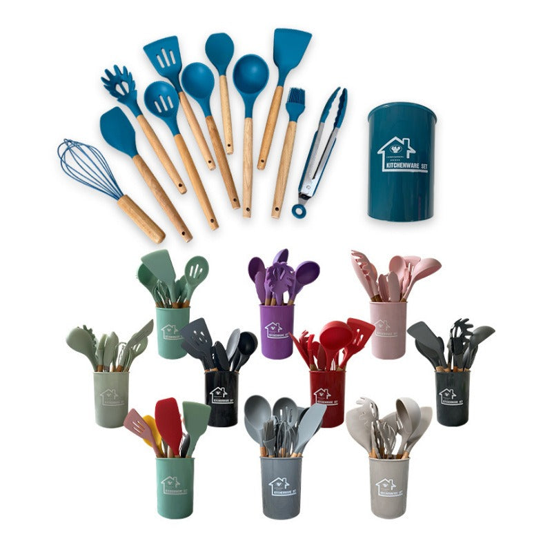 مجموعة أدوات مطبخ من السيليكون مقاومة للحرارة ومقاومة للإلتصاق ، مجموعة مكونة من 12 قطعة