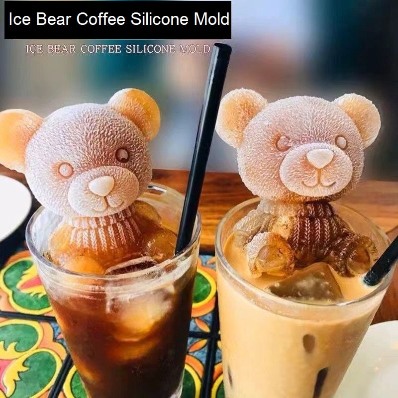 قالب ثلج من السيليكون بتصميم دب لطيف ثلاثي الأبعاد