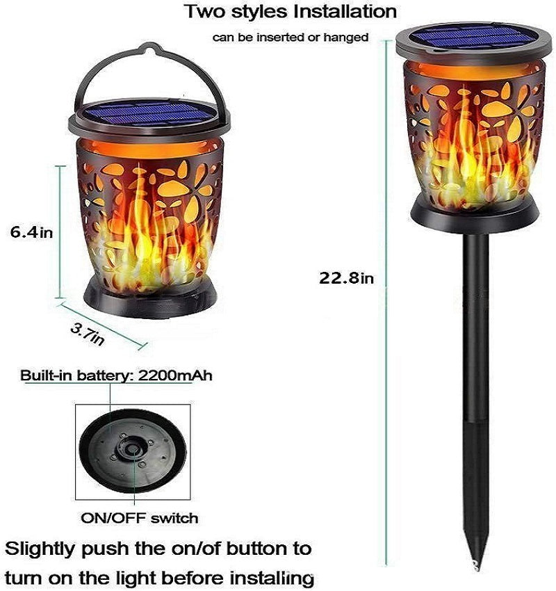 فانوس يعمل بالطاقة الشمسية ومقاوم للماء بإضاءة على شكل لهب