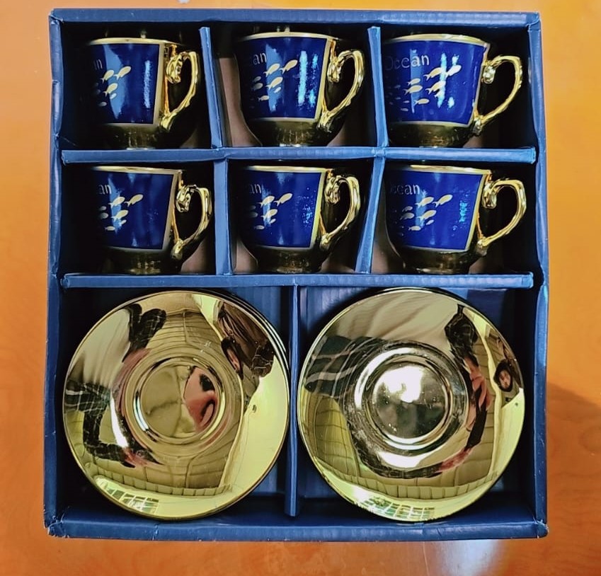 طقم فناجين قهوة تركي فاخر من السيراميك عالى الجودة ،12 قطعة