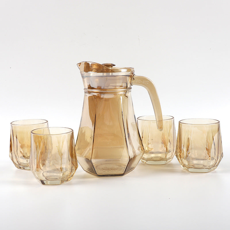 طقم شربات عسلي طقم مكون من 5 قطع؛ دورق + 4 أكوب