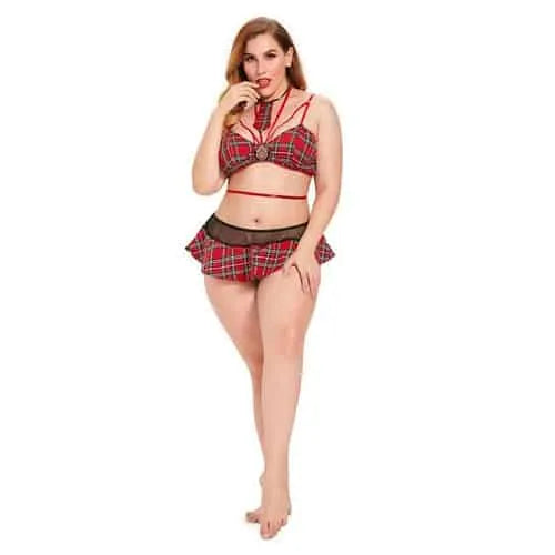 زي تنكري مثير لفتاة مدرسية من قماش التارتان