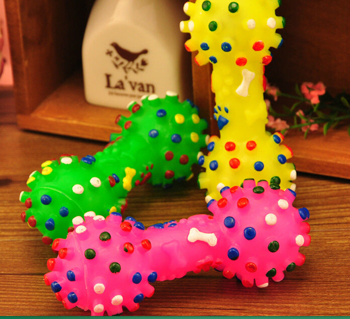 دمبل للحيوانات الأليفة ، لعبة مضغ ملونة مع صوت صفارة ، للكلاب والقطط