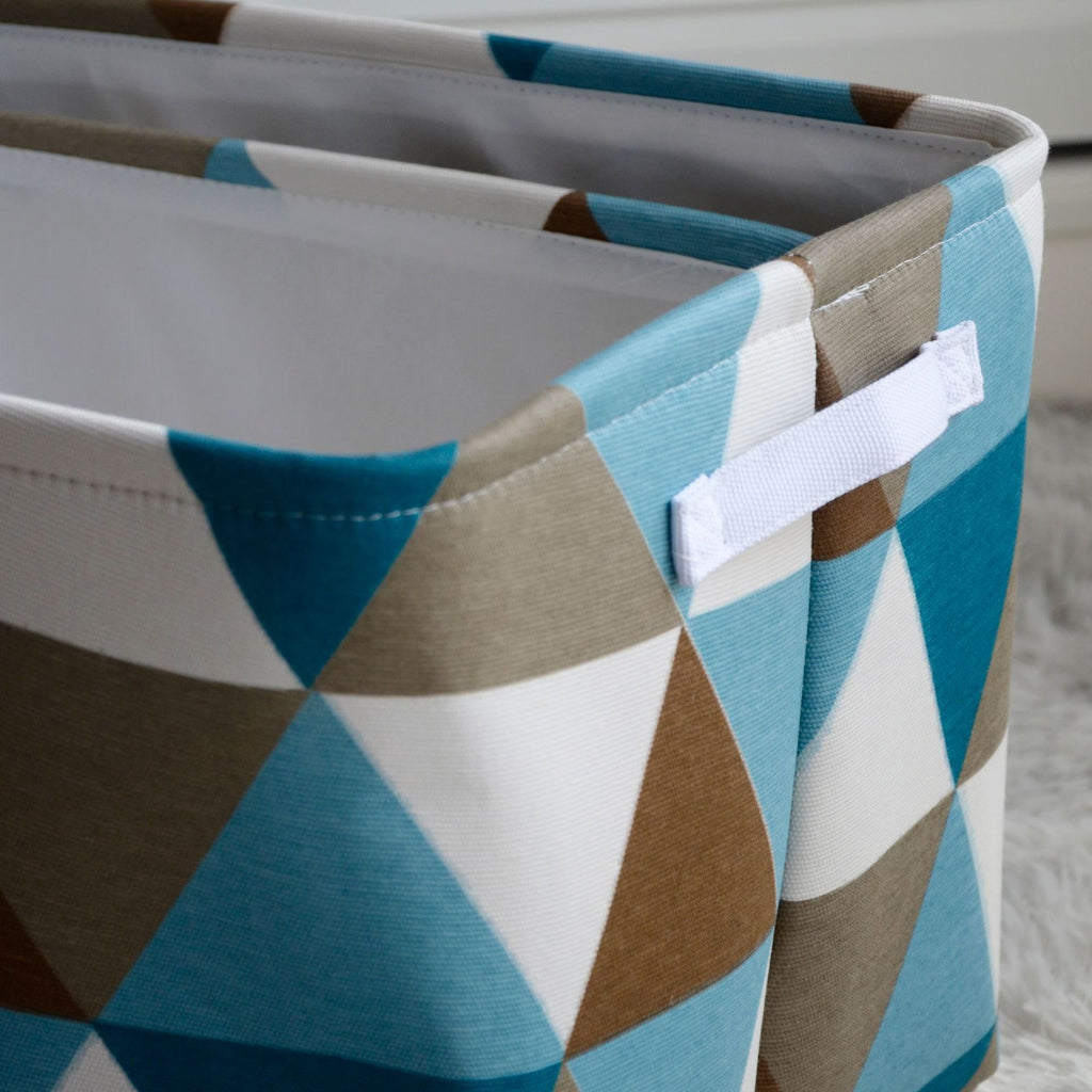 سلة تخزين قابلة للطي مكونة من قطعتين، مزودة بمقبضين، صندوق تخزين سطح المكتب من القماش، صندوق تخزين بسيط مقاوم للرطوبة