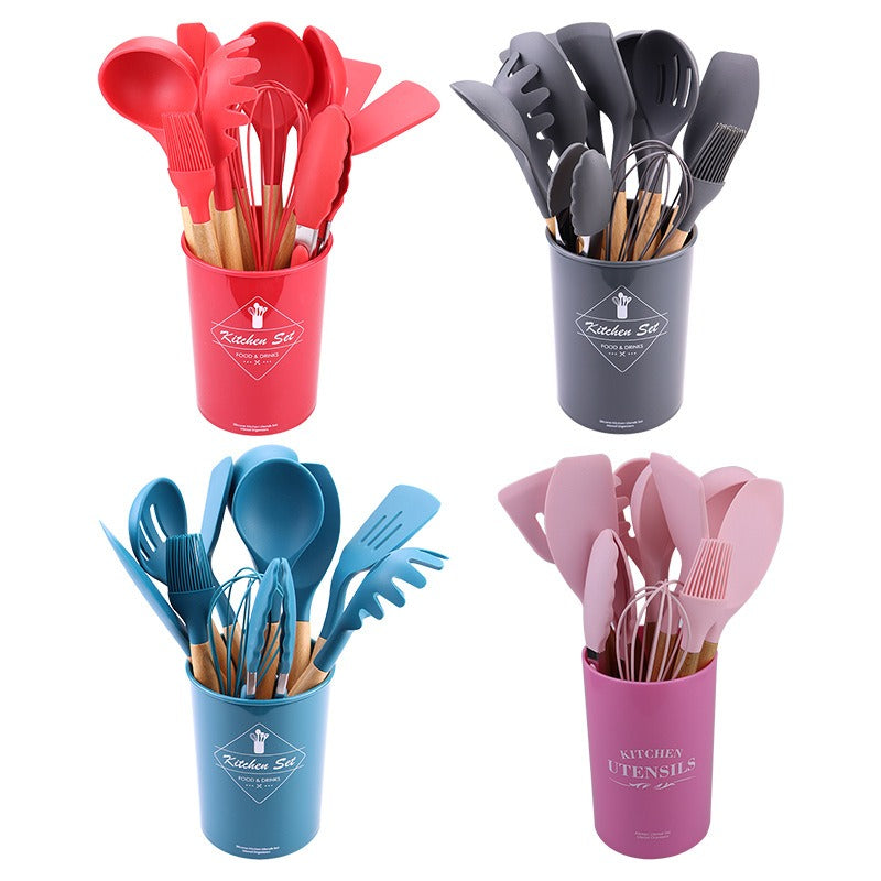 مجموعة أدوات مطبخ من السيليكون مقاومة للحرارة ومقاومة للإلتصاق ، مجموعة مكونة من 12 قطعة