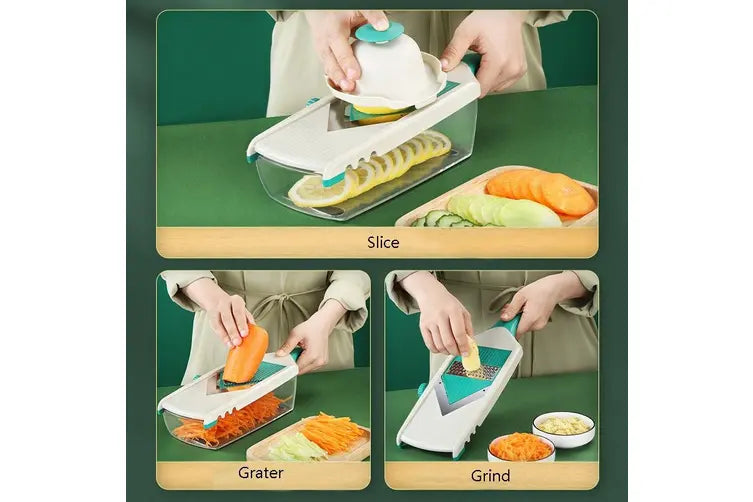 قطاعة خضروات متعددة الوظائف يدوية من الفولاذ المقاوم للصدأ