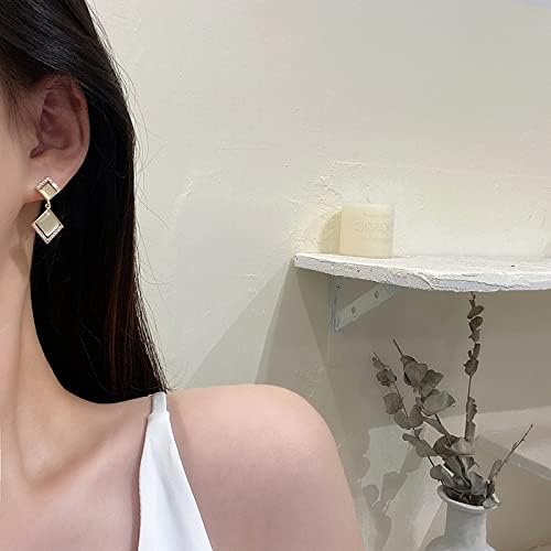 حلق بإبرة فضة عيار 925 للنساء غير قابل للصدأ، حلق للنساء، حلقان إبرة شكل مربع