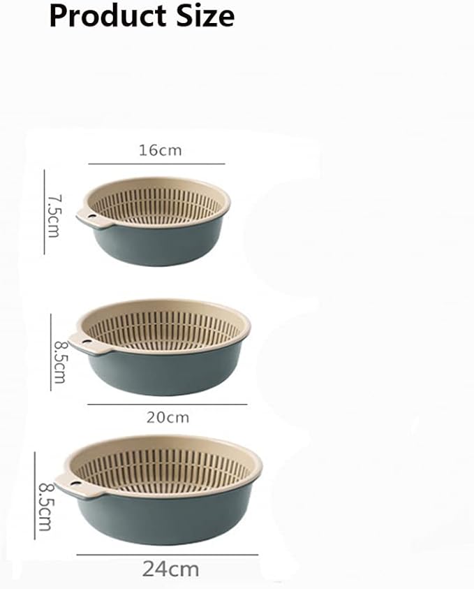 مجموعة مصفاة مطبخ مكونة من 6 قطع غسيل الخضروات ونقع وغسل الفواكه , وعاء تخزين شكل دائرى