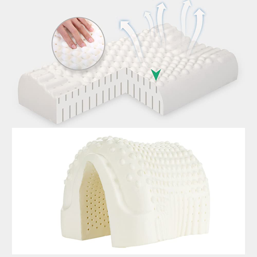 وسادة نوم من اللاتكس الطبيعي الخالص ، وسادة دعم للرقبة من أجل نوم مريح  -  تدليك    ( 40x60x10سم )