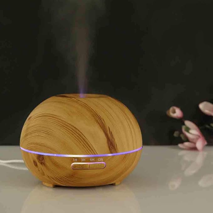 مرطب هواء منزلي يعمل بالموجات فوق الصوتية، بتصميم مفلطح من الخشب