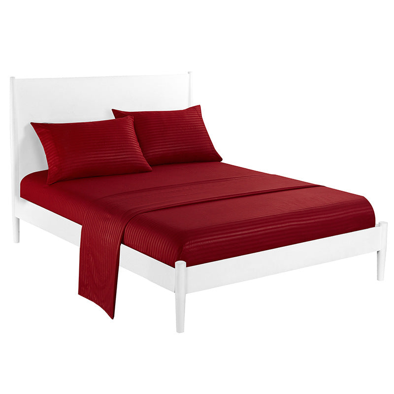 طقم ملاية أستك 4 قطع من نسيج قطن مخطط، 1 ملايه فلات و 1 ملاية استك مثبته لسرير مع 2 غطاء خداديه من القطن 100% مضاد للوبر، مخطط