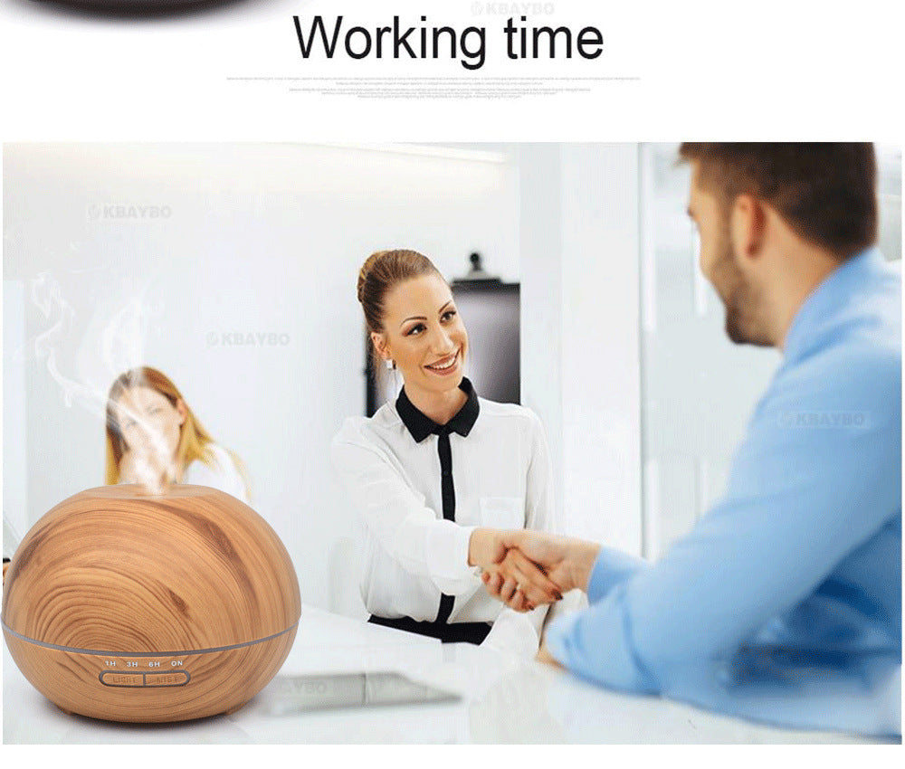 مرطب هواء منزلي يعمل بالموجات فوق الصوتية، بتصميم مفلطح من الخشب