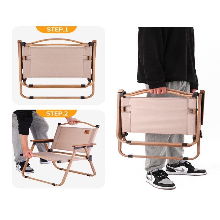 كرسي ظهر للشاطئ خفيف الوزن قابل للطي باللون الكاكي